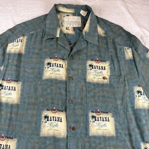 Vintage Island Fever Havana Nights Men's Large Button Up All Over Print Shirt